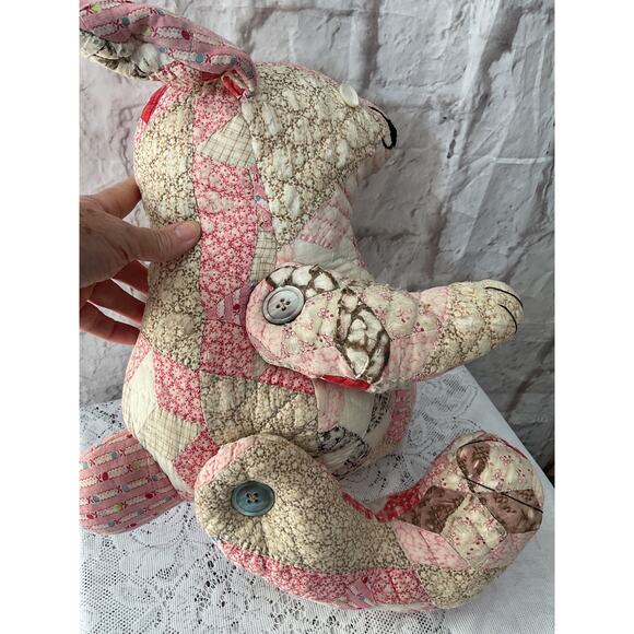Vintage Hand Stitched Patchwork Quilt Bunny Rabbit Doll Folk Art Farmhouse - Picture 3 of 7